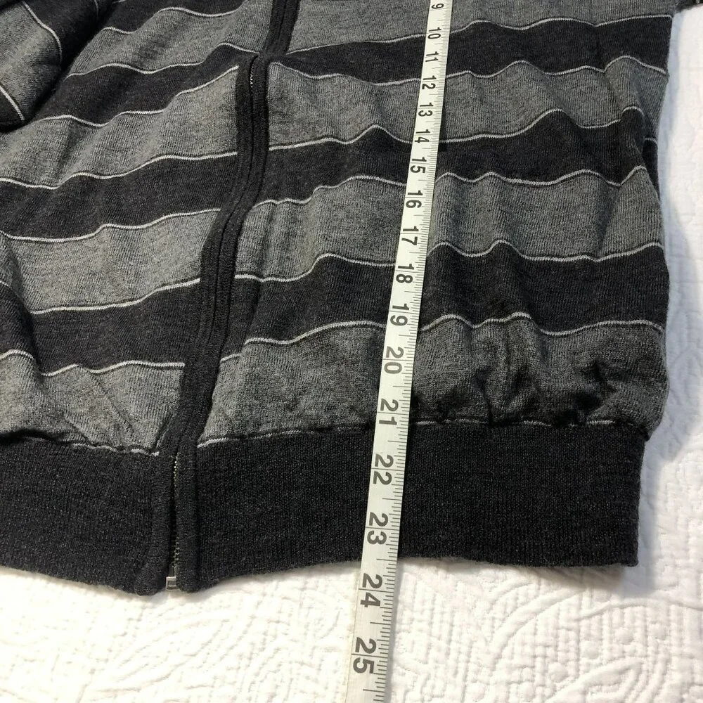 Pedro Del Hierro Striped Full-Zip Merino Wool Sweater Jacket L